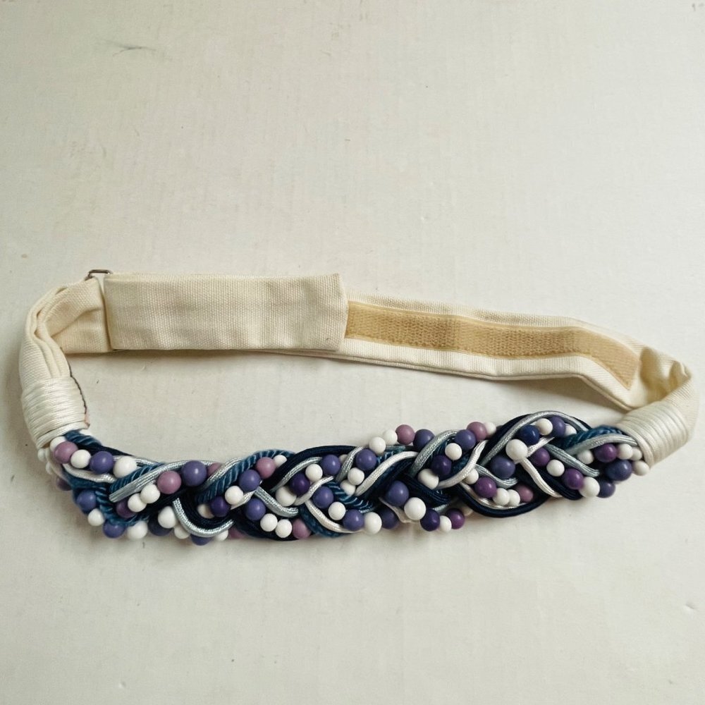 Carolyn Tanner Beaded Belt Womens Retro Woven Hook and Loop Closure Boho 32.5 In
